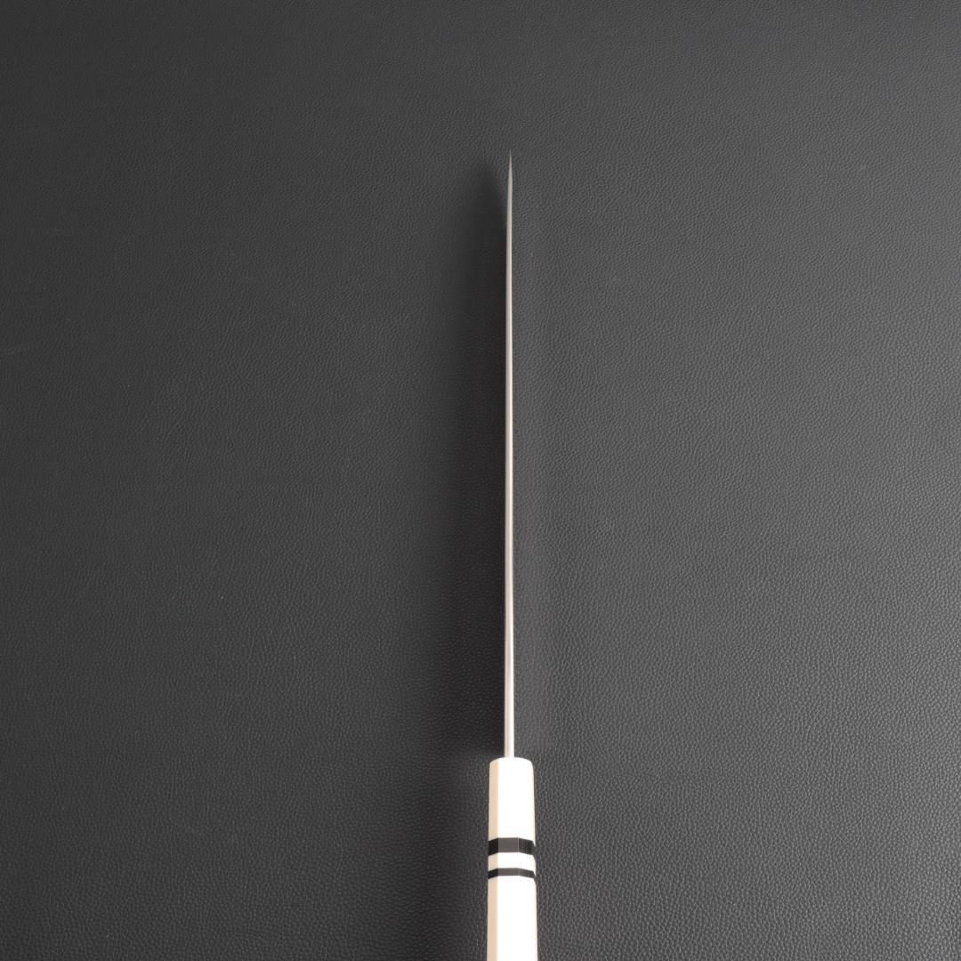 9776 柳刃包丁 尺寸 刃渡り300mm 刺身包丁 人工象牙黒三本巻八角柄