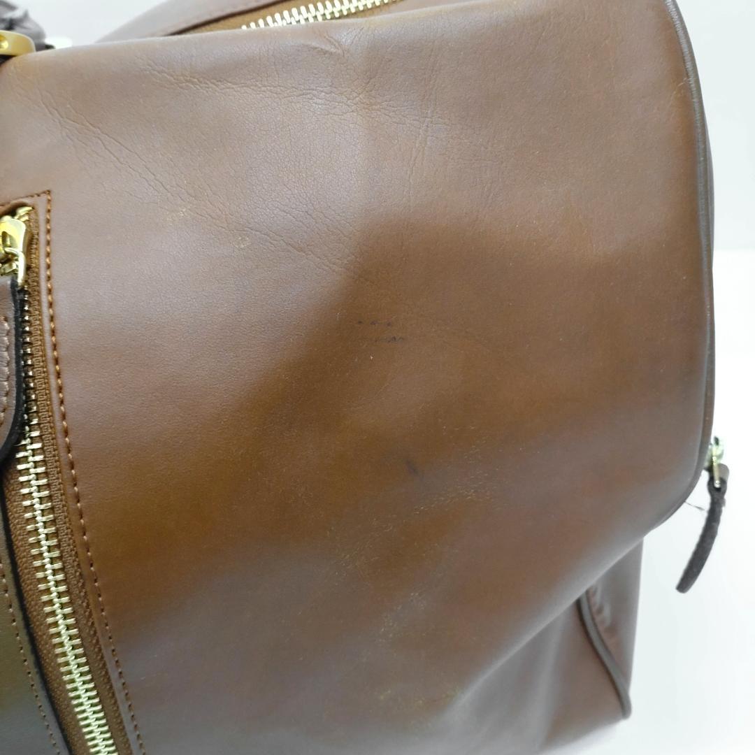 Courreges クレージュ レザー ボストンバッグ ブラウン 大容量