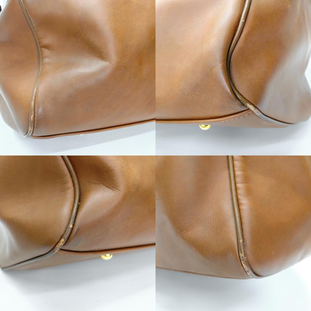 Courreges クレージュ レザー ボストンバッグ ブラウン 大容量