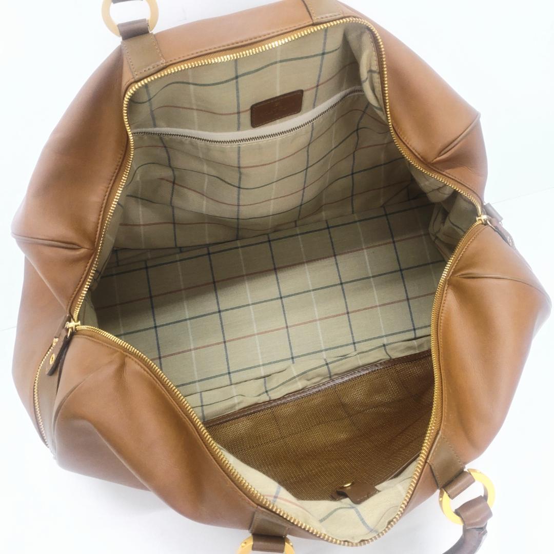 Courreges クレージュ レザー ボストンバッグ ブラウン 大容量