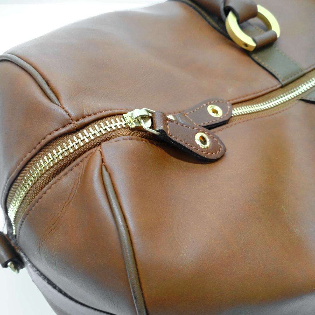 Courreges クレージュ レザー ボストンバッグ ブラウン 大容量