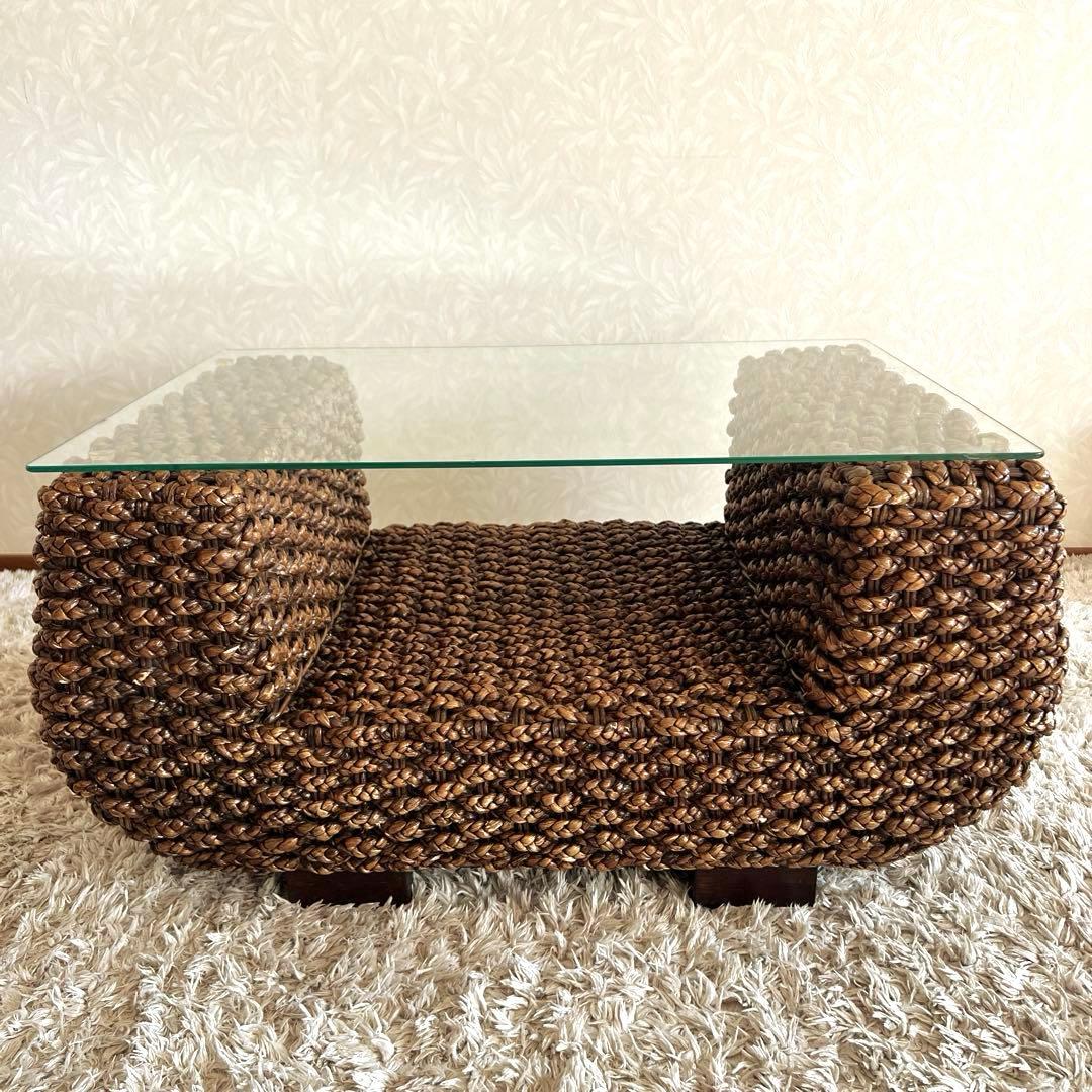 ウォーターヒヤシンス ガラステーブル センターテーブル アジアン バリ