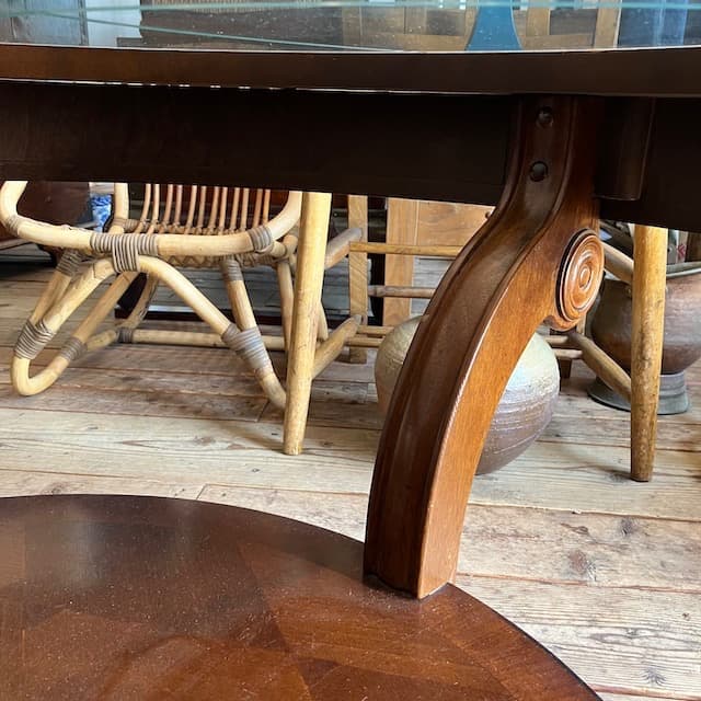 ヴィンテージ テーブル ちゃぶ台 木製 ミッドセンチュリー 北欧 ウッド ガラス