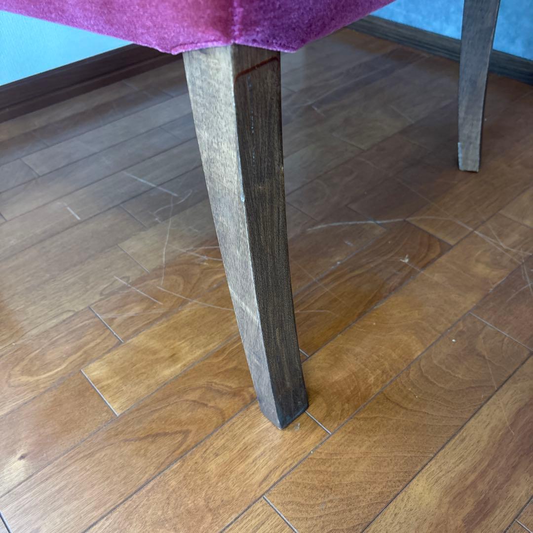 ダイニングチェア ダークレッド ベロア 3脚セット ばら売り可 昭和 レトロ