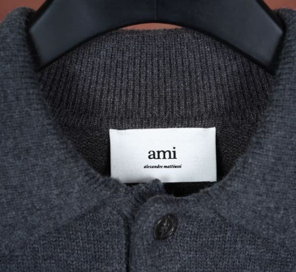 AMI PARIS グレー ポロ襟ニット