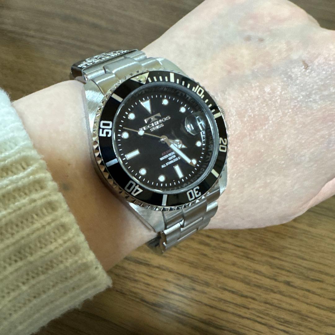 TECHNOS 回転ベゼル 10気圧防水 時計　電池入り動作確認済み