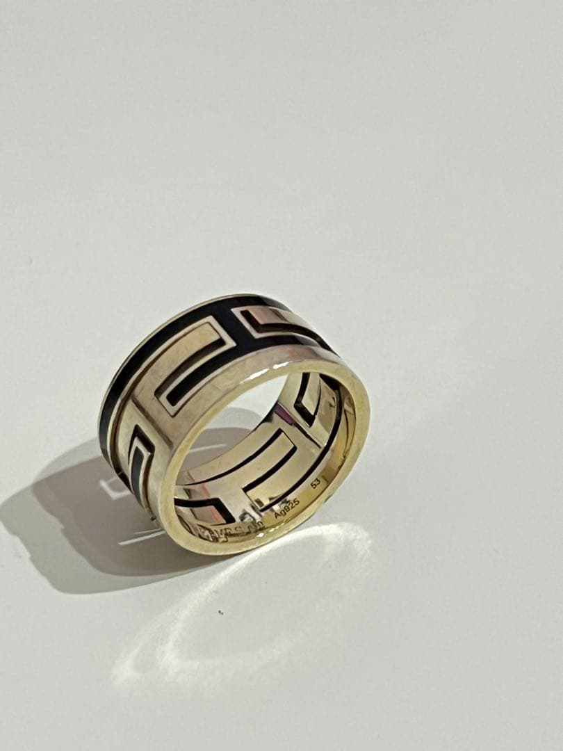 HERMES ムーブアッシュリング　ゴールド×ブラック Ag925 53
