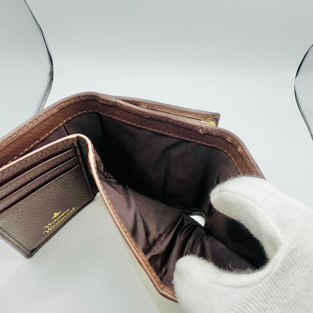 大人気 Vivienne Westwood 特価 がま口 定番 折財布 茶 人気
