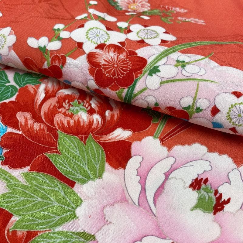 ◎509ag15◎七五三 三歳 女の子 アンティーク着物&被布 五つ紋 紅緋◎