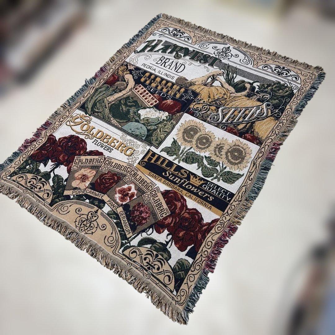 花　野菜　マルチカバー　ソファカバー　ヴィンテージラグ　160x121