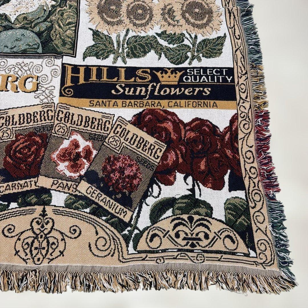 花　野菜　マルチカバー　ソファカバー　ヴィンテージラグ　160x121