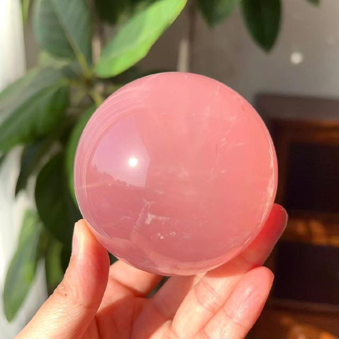 AAA級家庭円満★天然ローズクォーツ丸玉B0113/YS/550C
