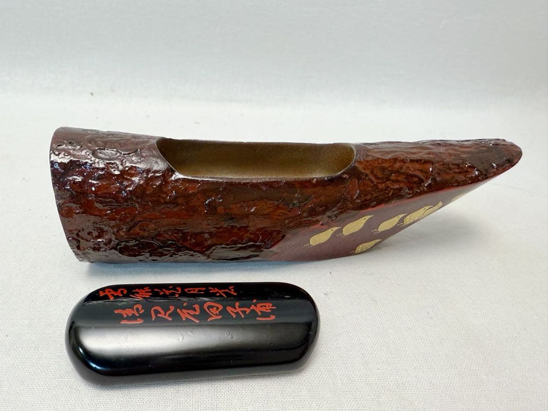 ほぼ未使用 茶道具 平安光阿弥造 蜑小舟香合 千鳥蒔絵 雪能花月裳清見屋田子浦