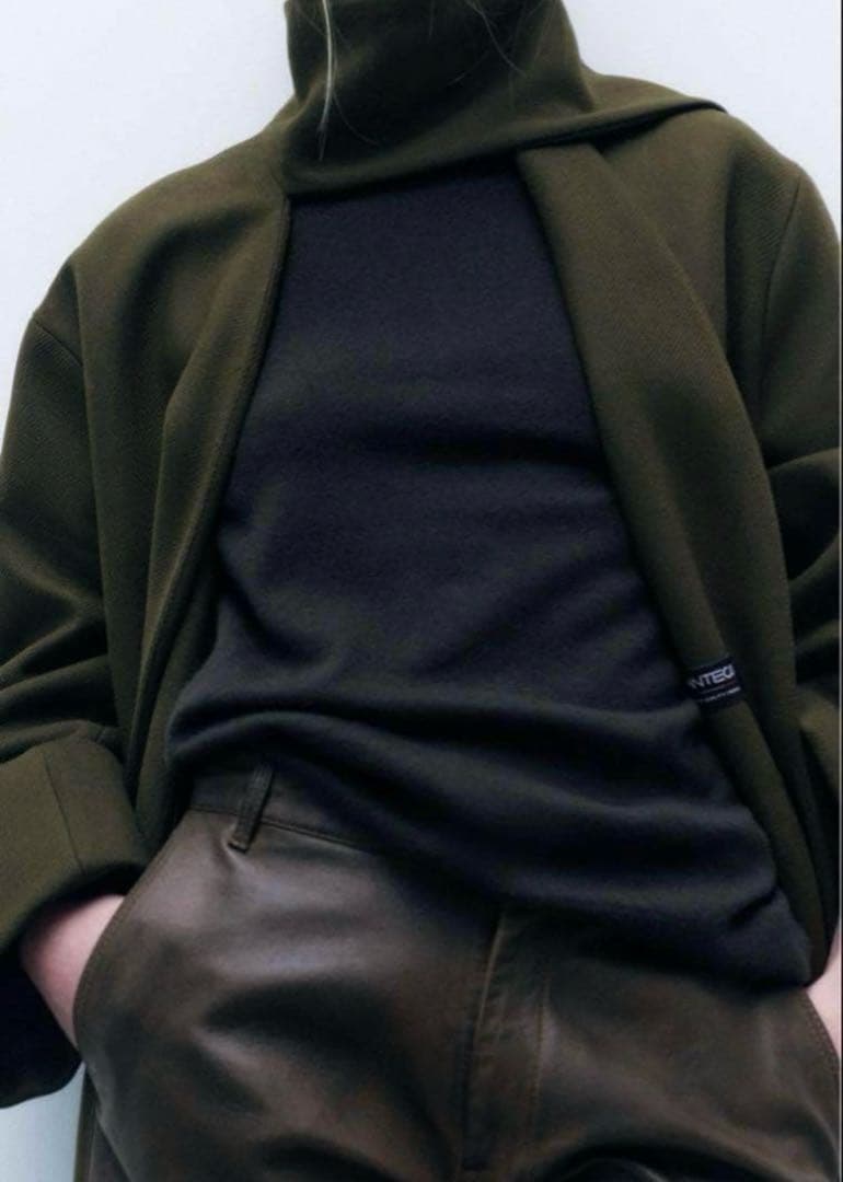 ®️　　ZARA MANTECO スカーフウールコート　ロングコート　カーキ