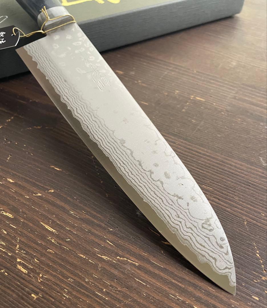 増谷刃物 訓平作 牛刀 VG10ステンレス 積層（彩流）口金有 紺柄アウトレット