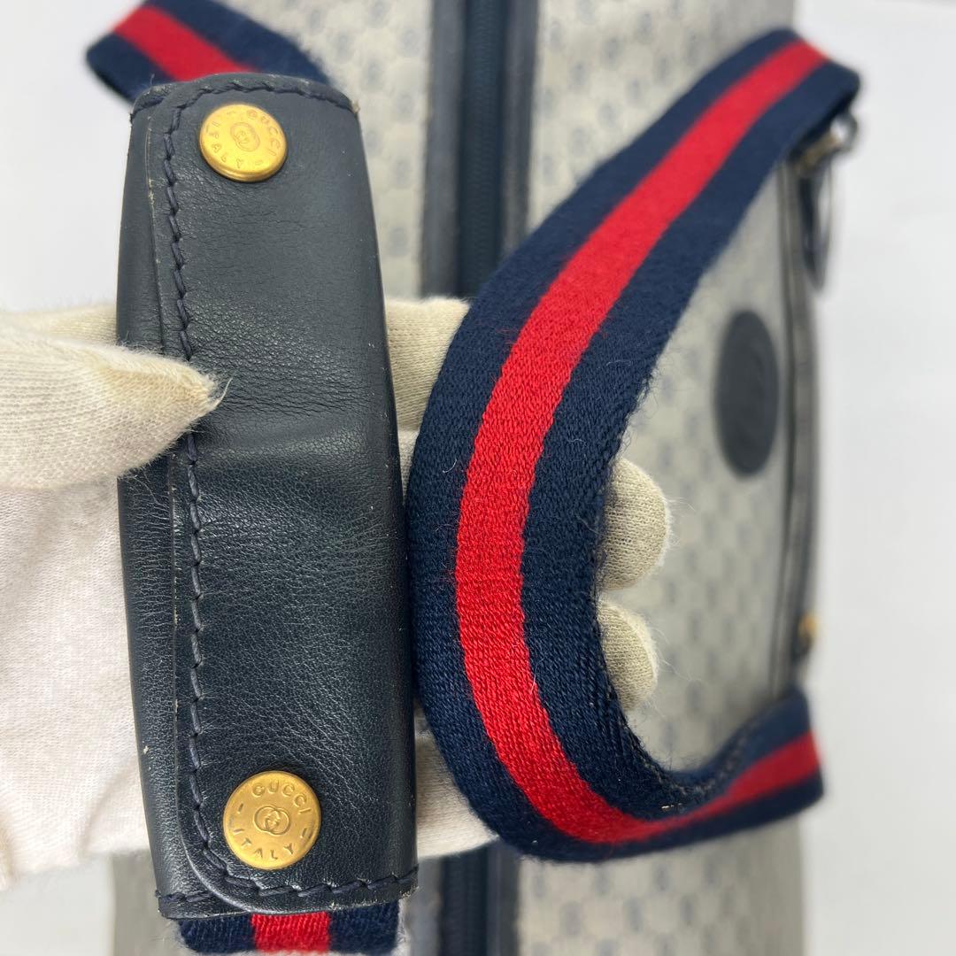 【美品】グッチ トラベルバッグ シェリーライン マイクロGG PVC 鍵タグ付