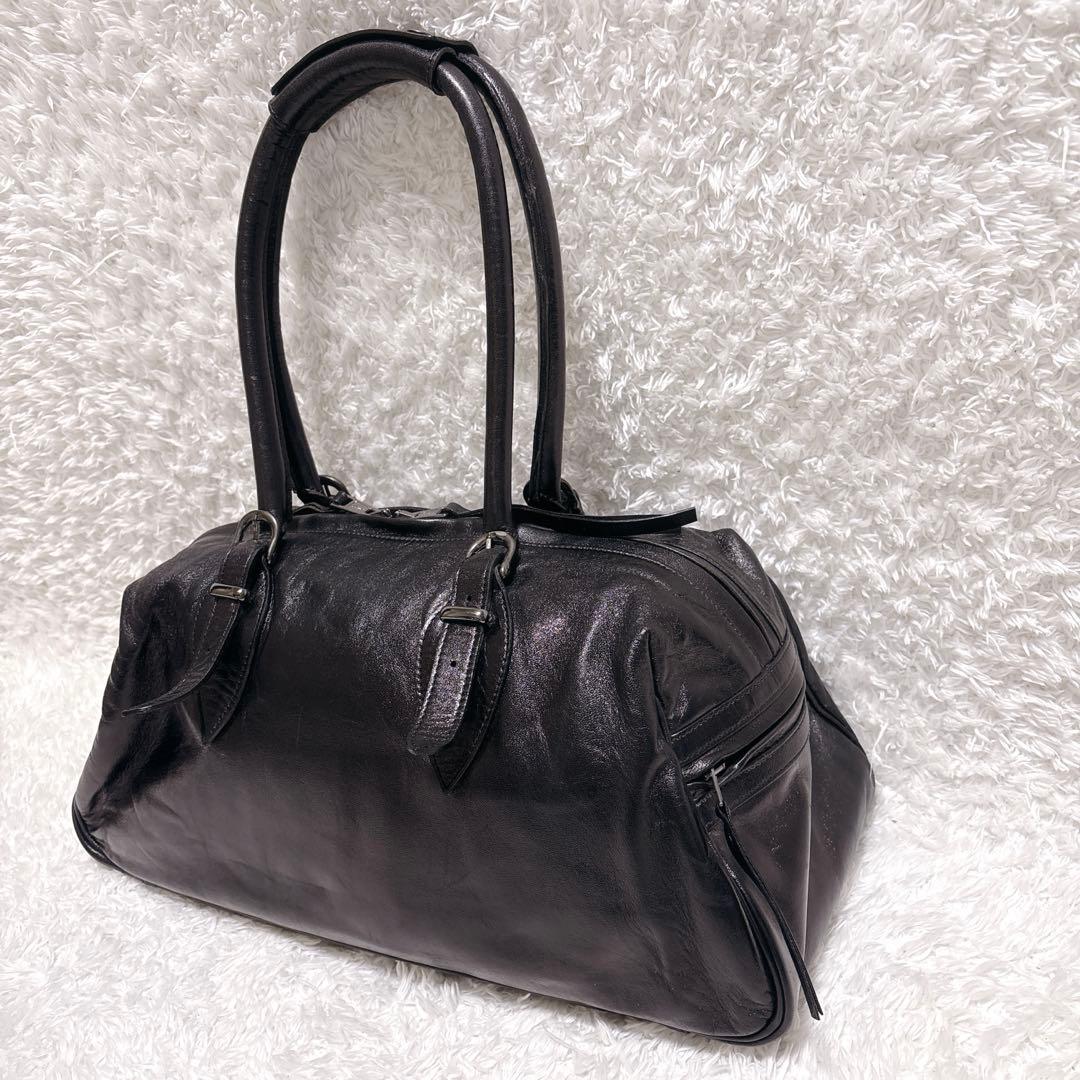 【美品】AKM ラムレザー ボストンバッグ 黒 Y2K アーカイブ LAMPO