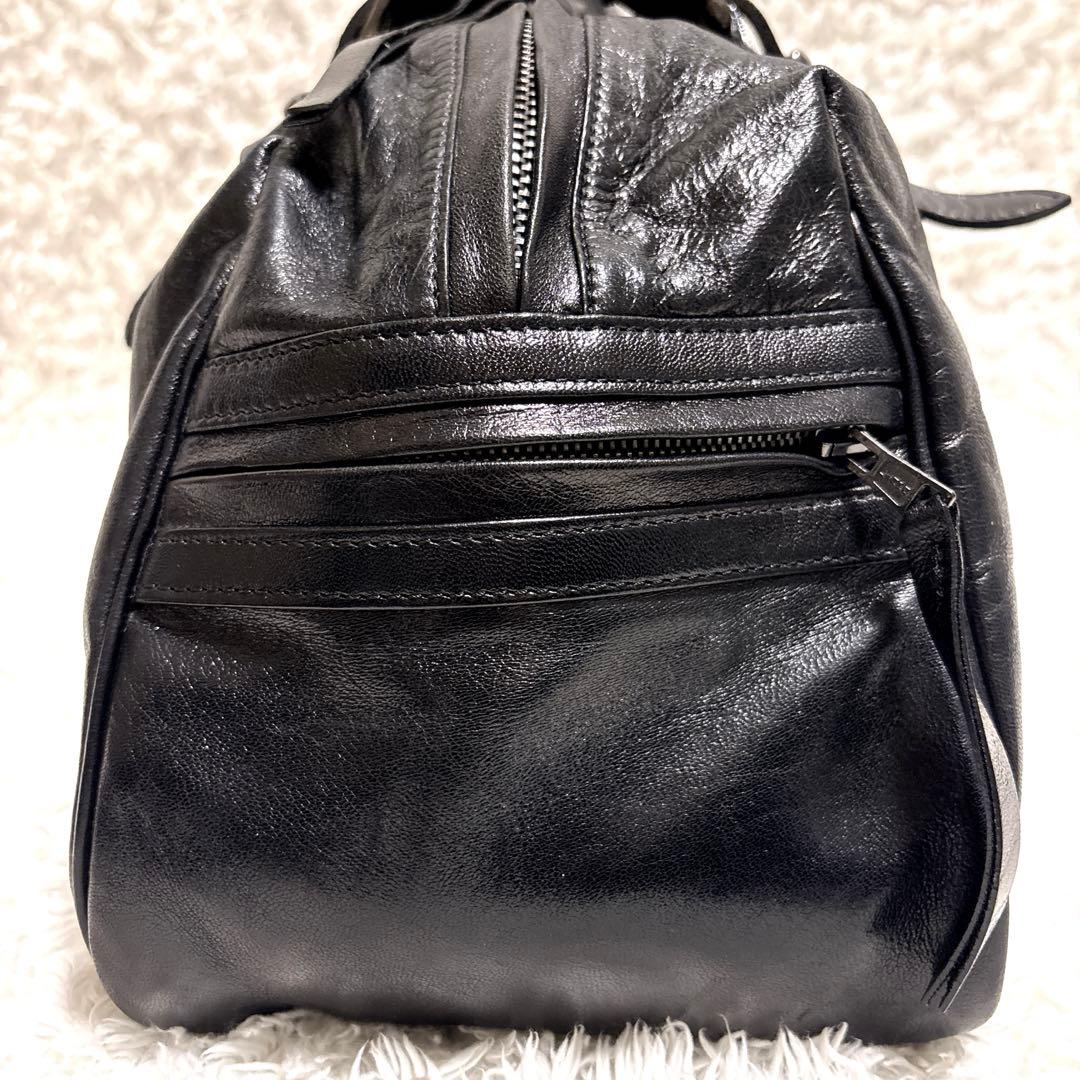 【美品】AKM ラムレザー ボストンバッグ 黒 Y2K アーカイブ LAMPO