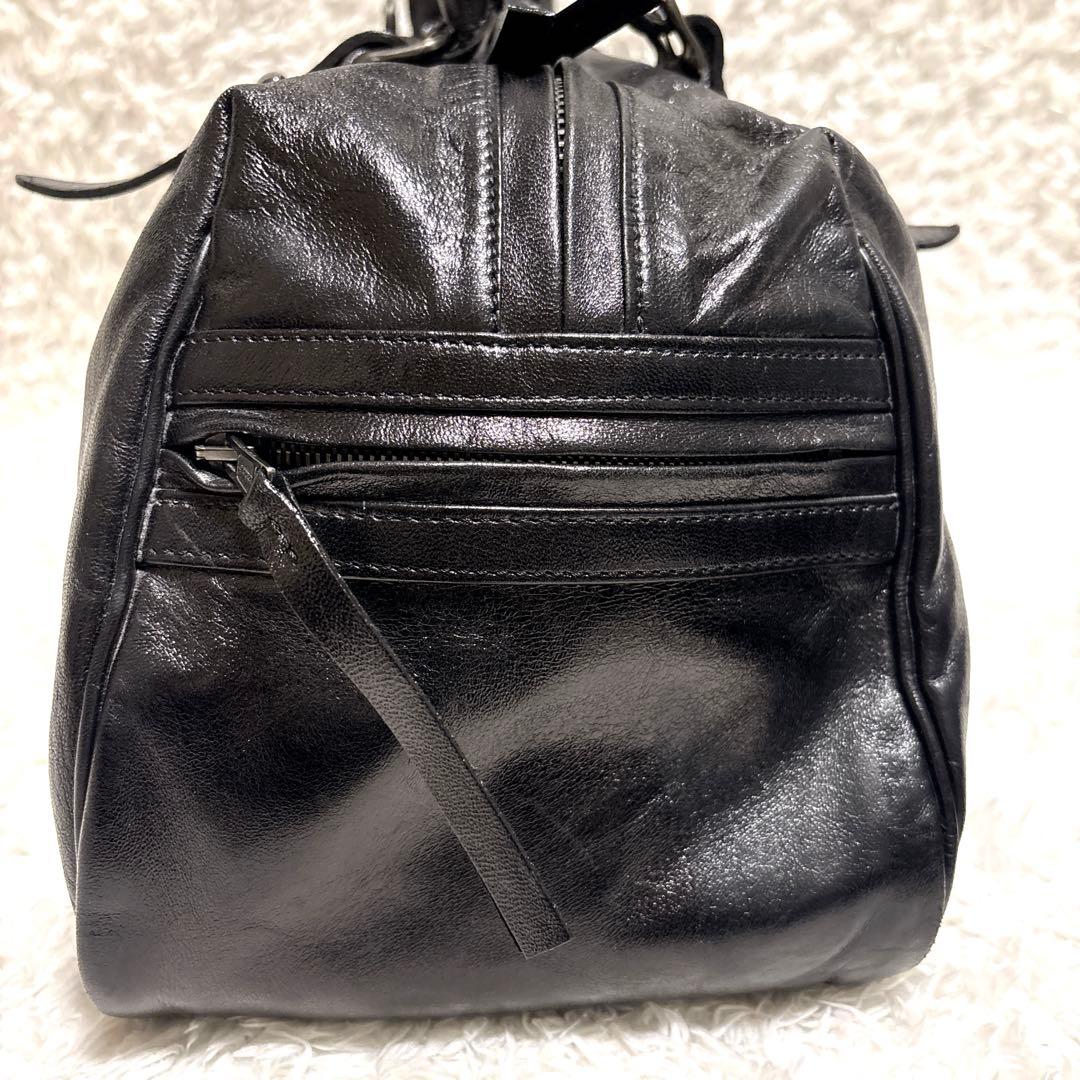 【美品】AKM ラムレザー ボストンバッグ 黒 Y2K アーカイブ LAMPO