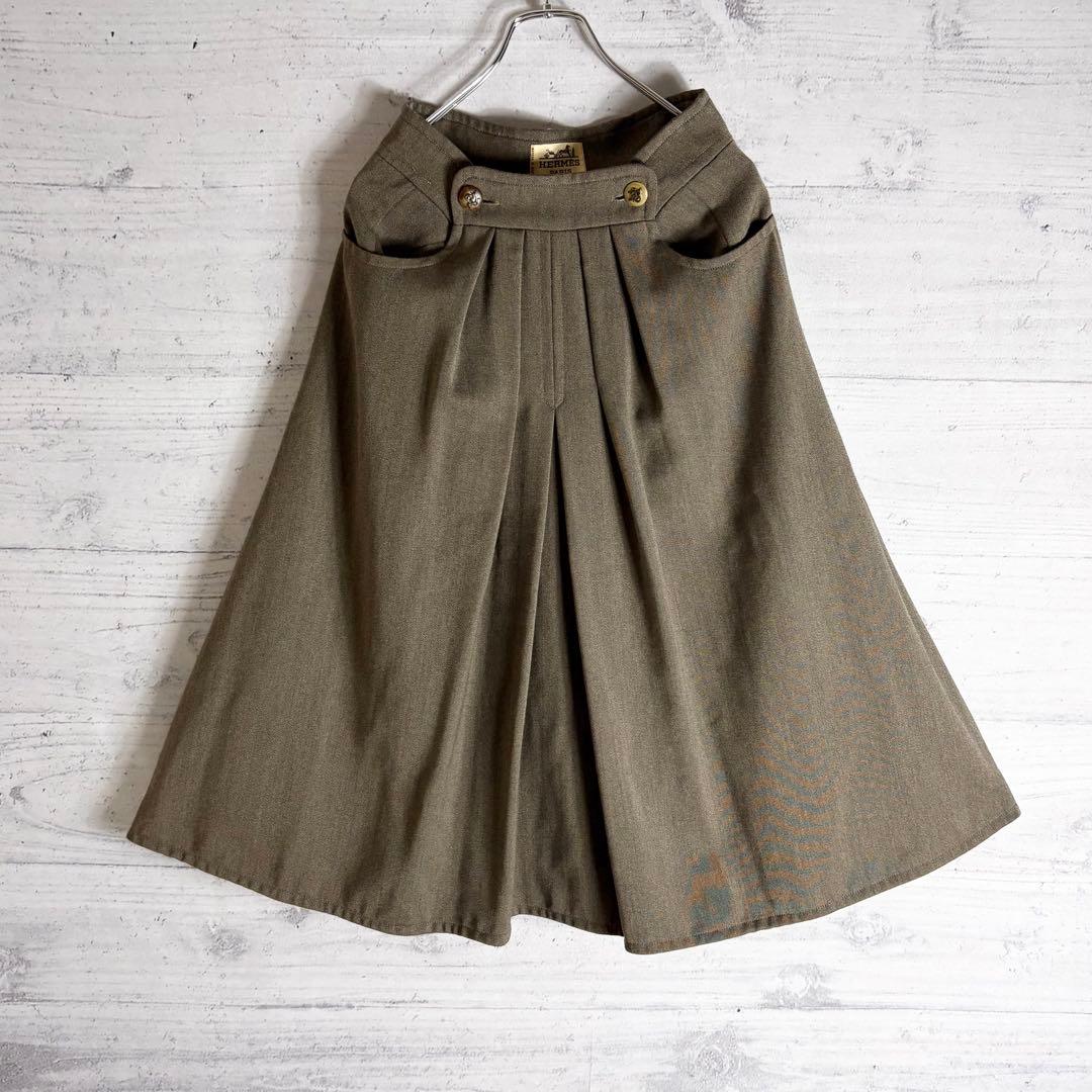 希少✨️ホルンボタン エルメス フレアスカート ウール 36