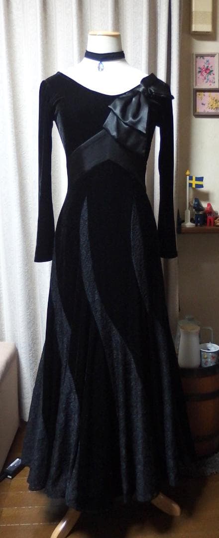 【社交ダンス】チャコット　 Dance　黒ベロア　スタンダードドレス