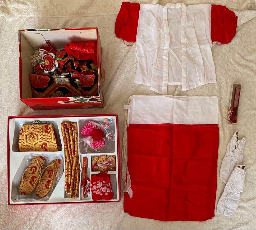 ピンク　着物　七五三　7歳　女児　フルセット　帯　草履　バッグ　足袋　髪飾り