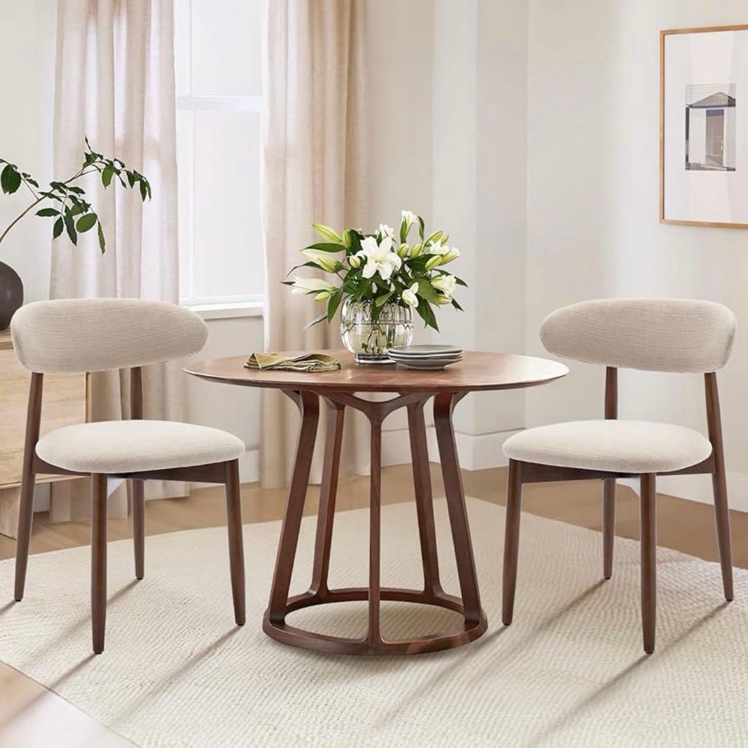 ダイニングチェア 2脚 セット ナチュラル木目 快適ファブリック