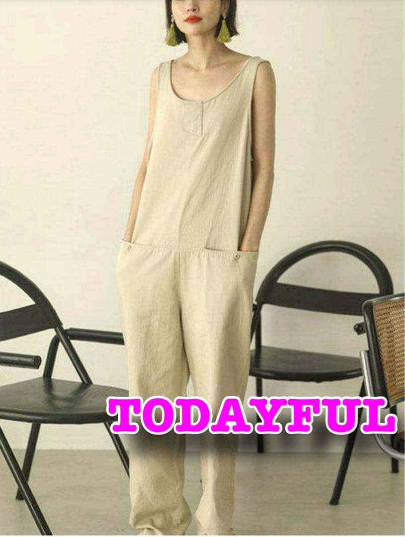 TODAYFUL コットンポケットコンビネゾン　ベージュ　極美品❣️