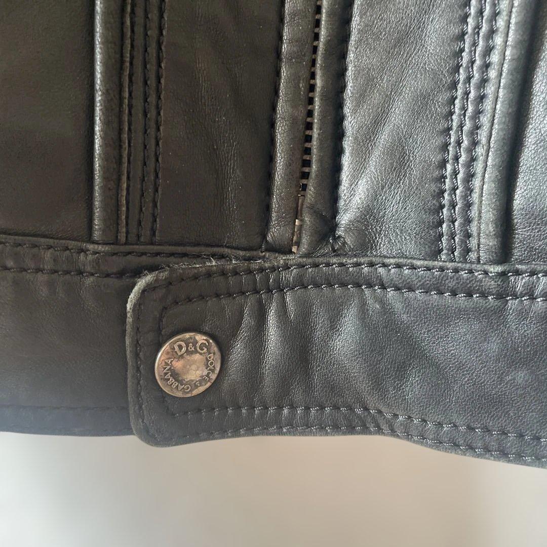D&G ブラック レザー シングルライダースジャケット サイズ46