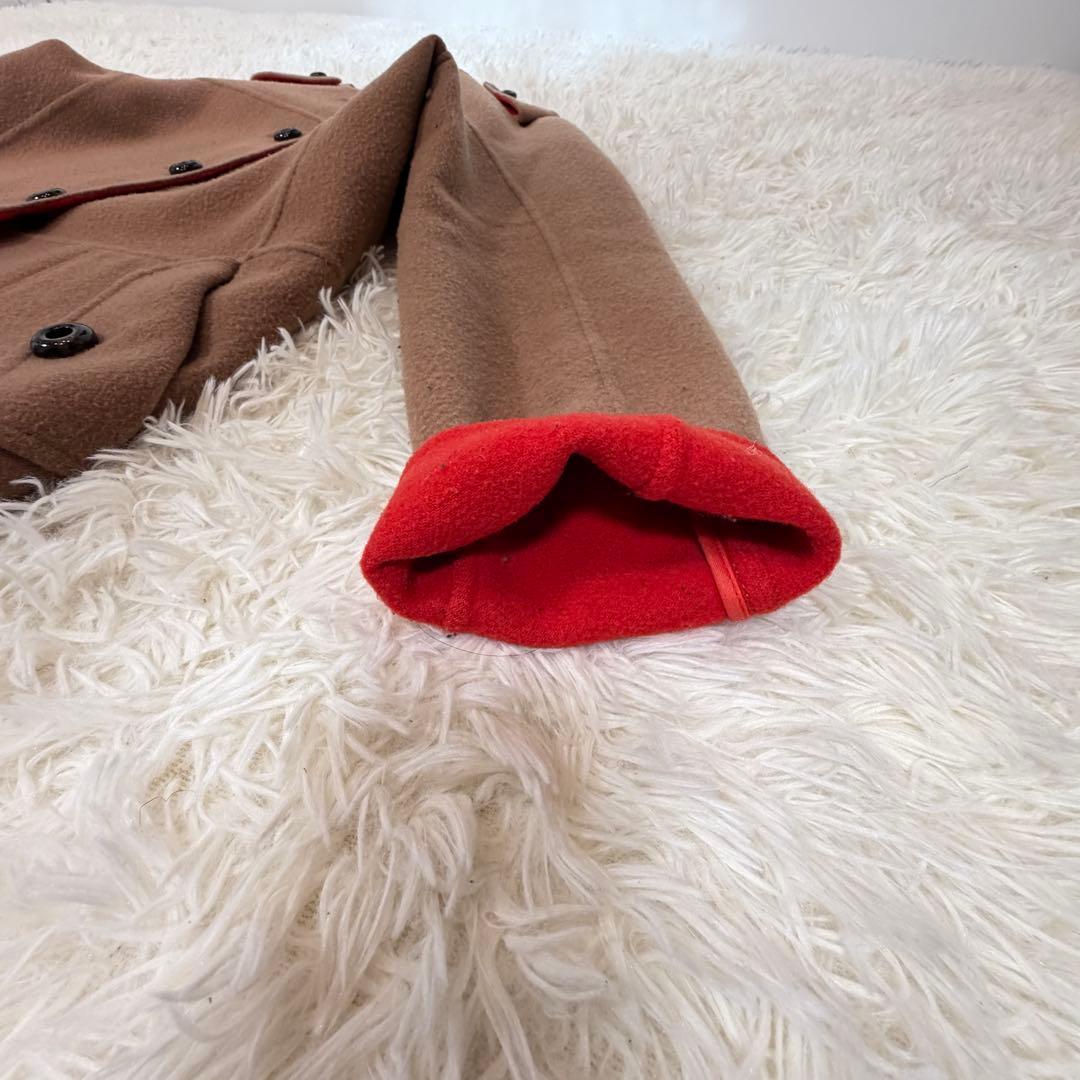 BURBERRY BLUE LABEL ウールコート 38 バイカラー 赤裏地
