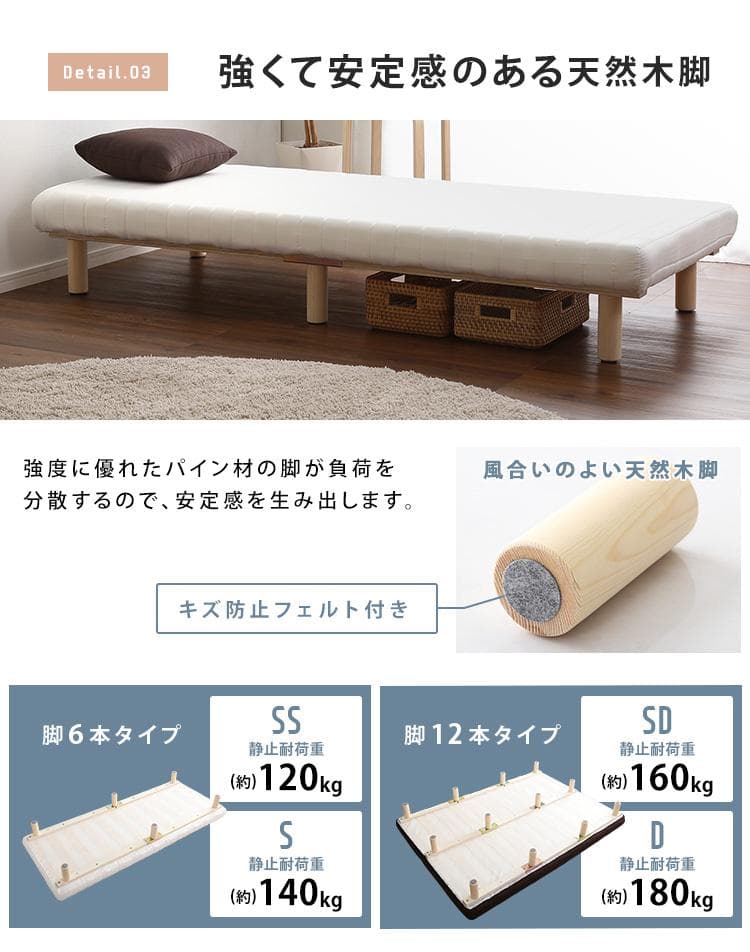 脚付きウレタンロールマットレス セミシングルサイズ