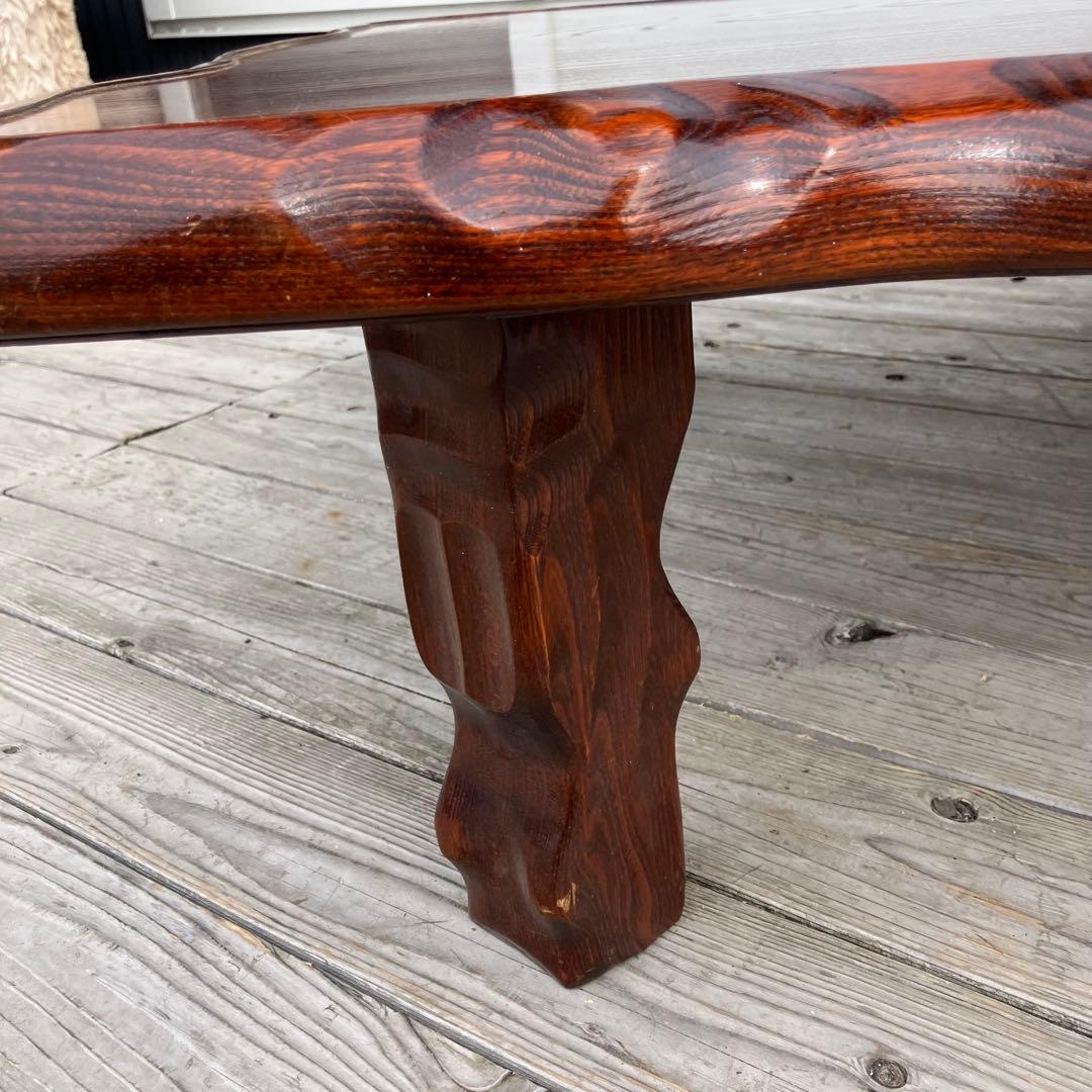 昭和レトロ 一枚板風 木製座卓 脚付き センターテーブル ローテーブル ちゃぶ台