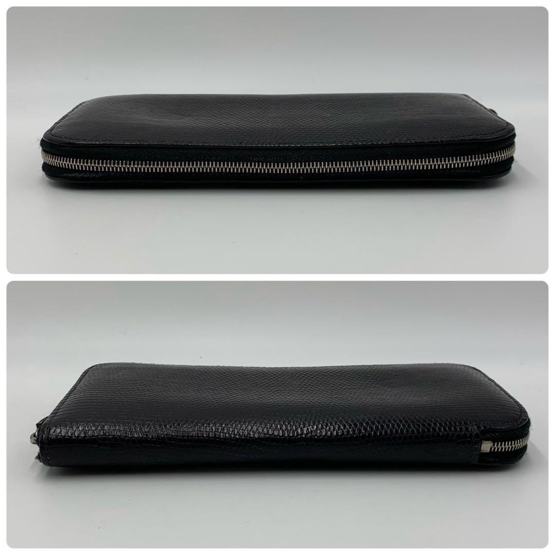 ［美品］カミーユフォルネ リザード　ラウンドジップ　フランス製　ダークネイビー