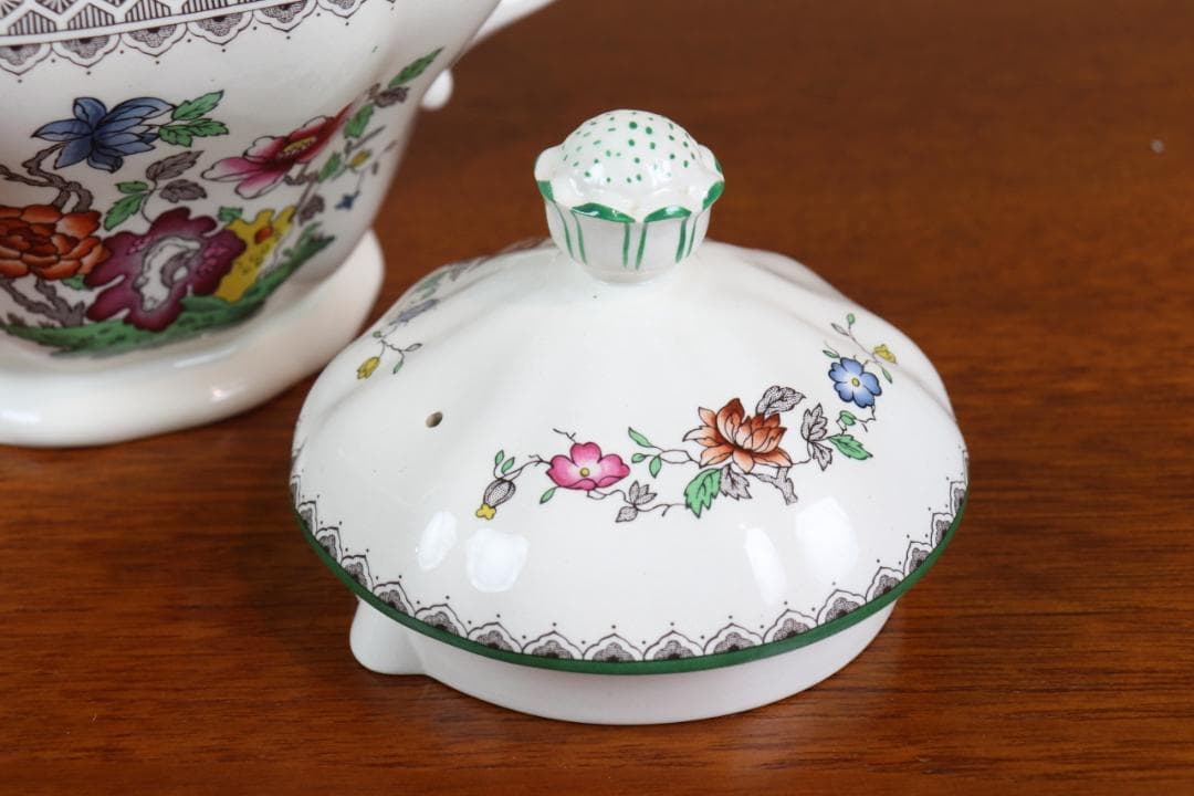 スポード　チャイニーズローズ　ポットH17.5cm　イギリス　ヴィンテージ　陶器