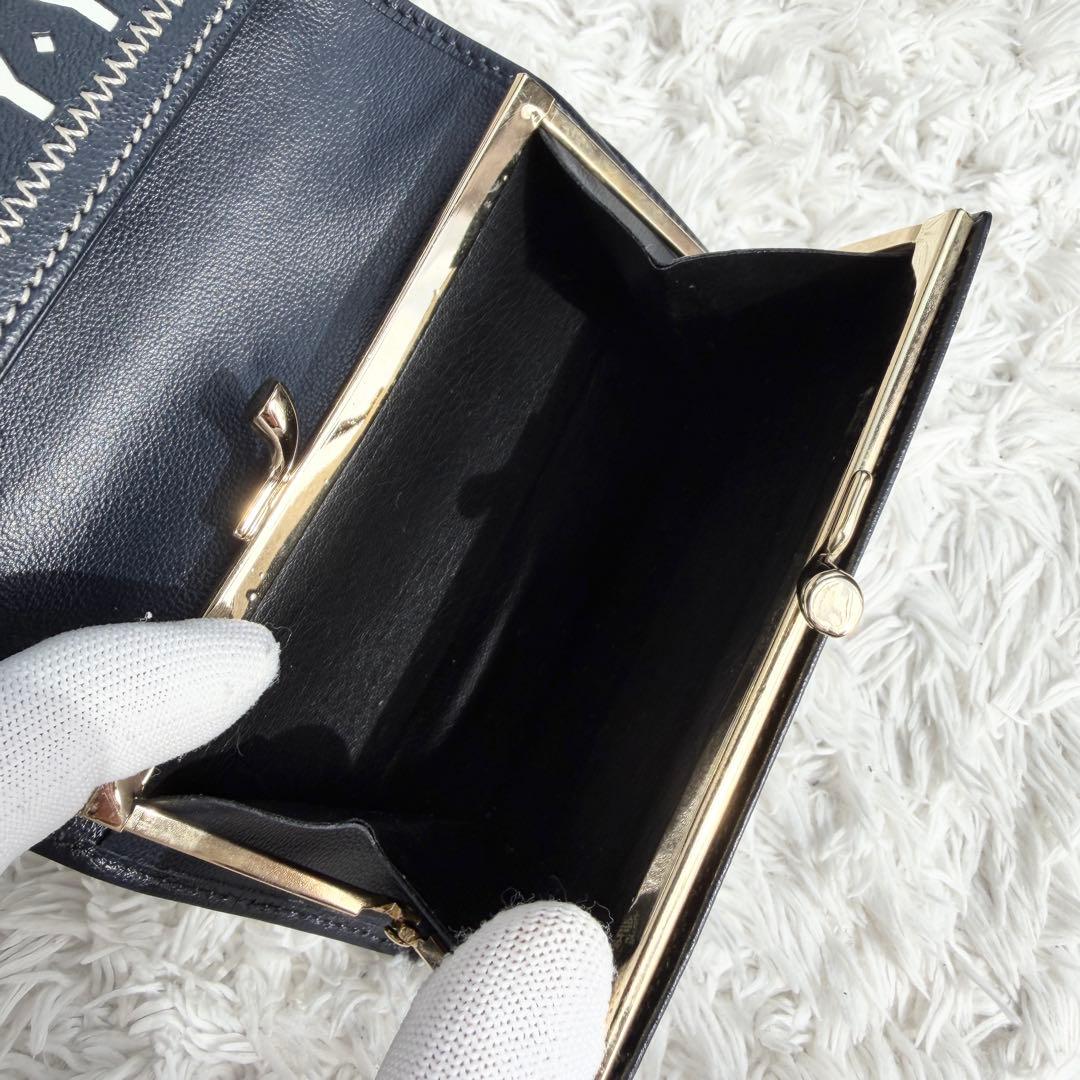 極美品✨イブサンローラン Yカット ビンテージ 三つ折り財布 ネイビー