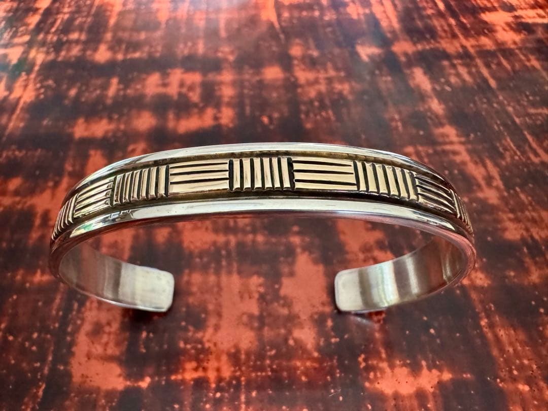 美品 ブルースモーガン バングル 14K レアデザイン 10mm幅 ナバホ族