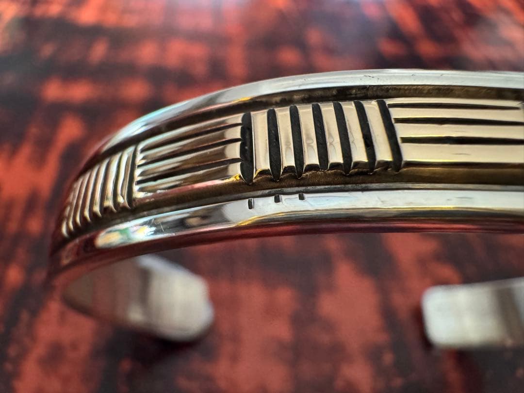 美品 ブルースモーガン バングル 14K レアデザイン 10mm幅 ナバホ族