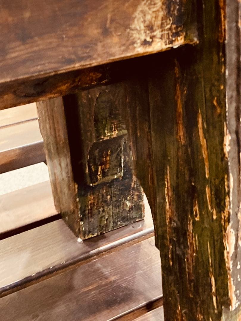 彫刻顔の木製スツール イタリア製1930年代 本革