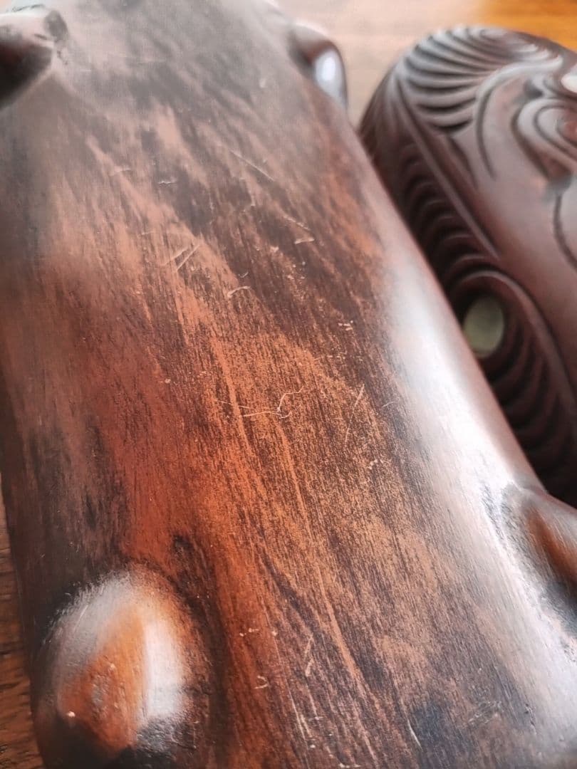 ニュージーランド マオリ彫り ティキ 小物入れ ワカフイア ウッドカービング