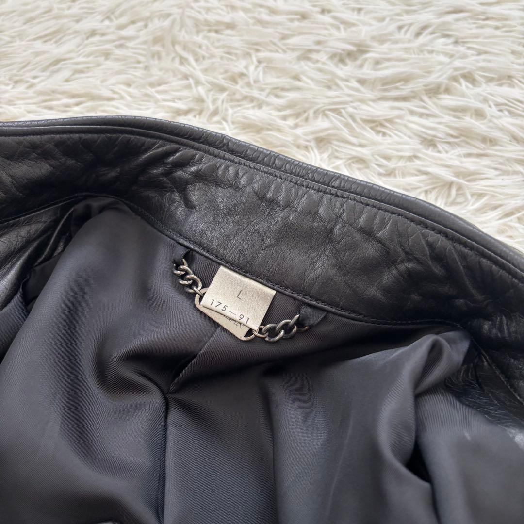 希少DURBAN ダーバン 本革 レザートレンチコートコート メンズL ブラック