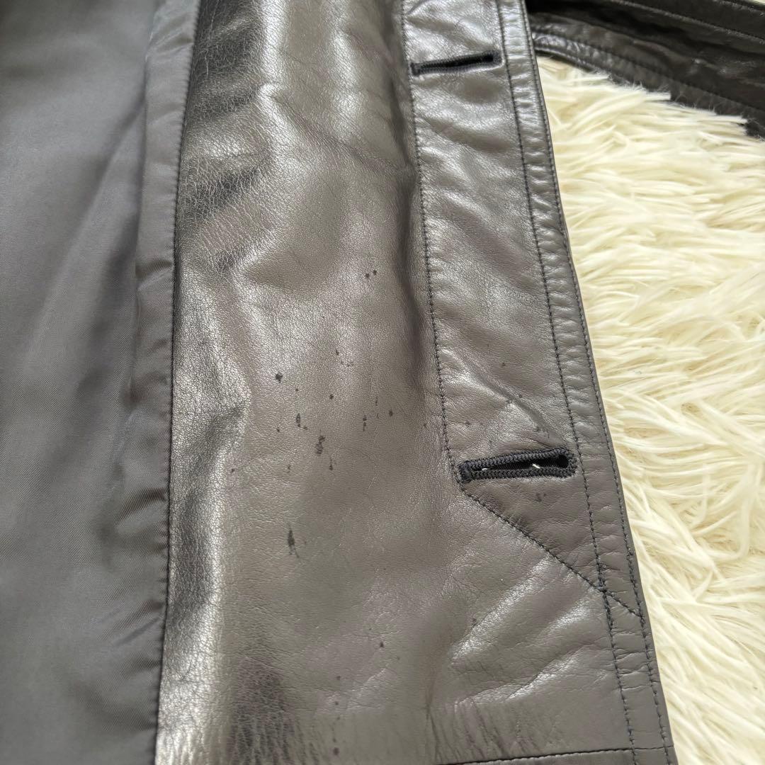 希少DURBAN ダーバン 本革 レザートレンチコートコート メンズL ブラック