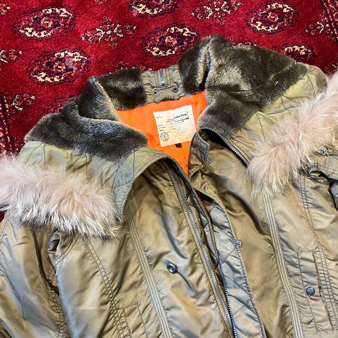 人気のデザイン！カームフロウ ブルゾン ミリタリー N2B ファー　短丈　カーキ