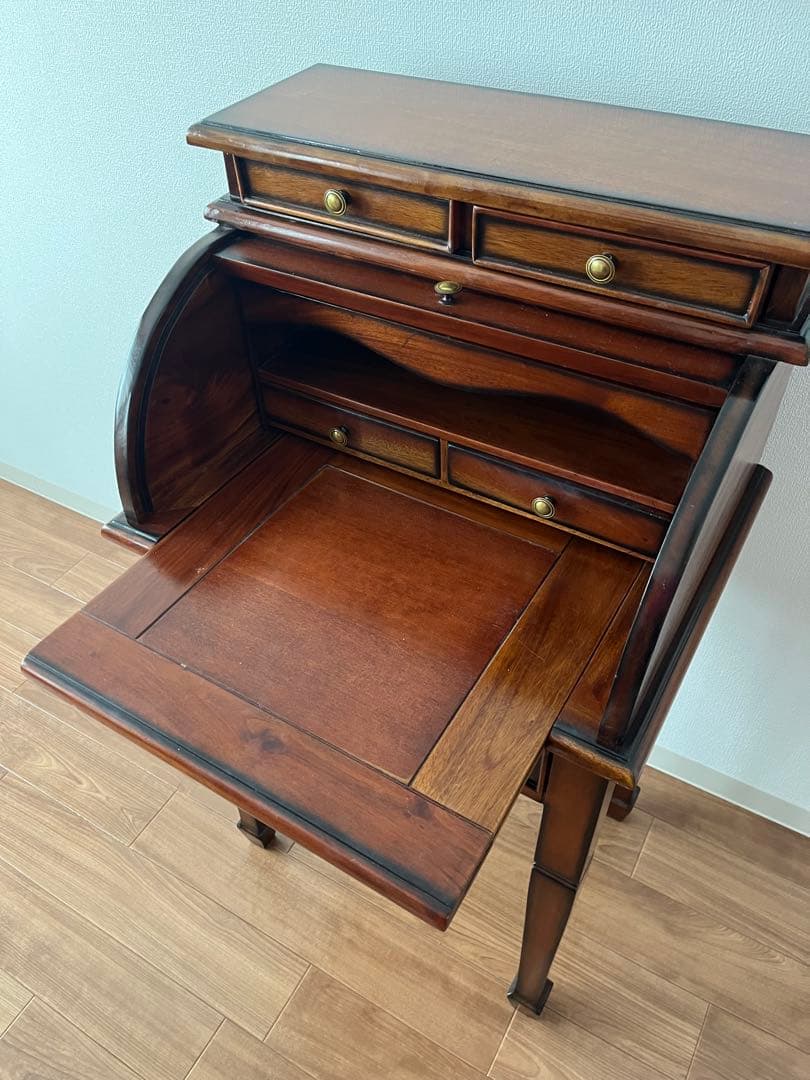 木製ライティングビューロー ダークブラウン