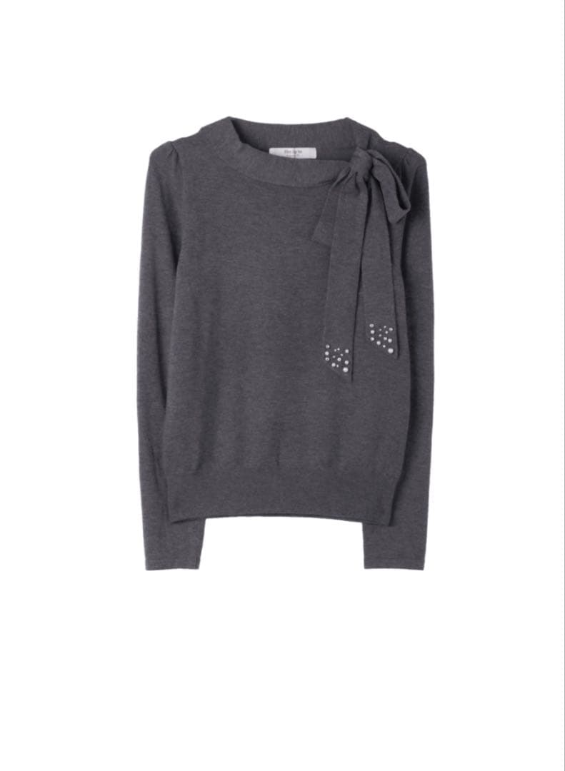 トップス Bijou Ribbon-Tie Knit Top