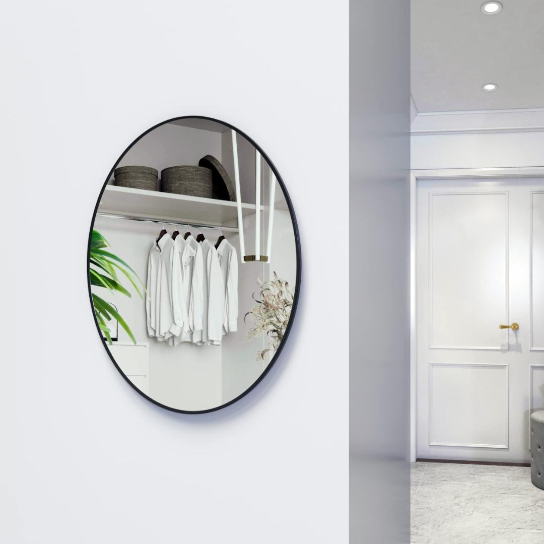 x cm 59 ブラックメタルフレームオーバルウォールミラー 76