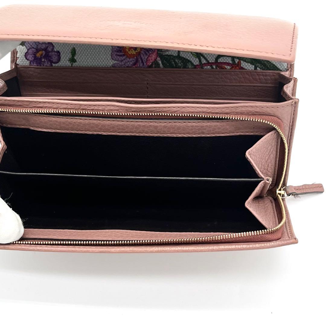 希少　グッチ　日本限定50周年記念デザイン　長財布　シボ革スウィング　フローラ