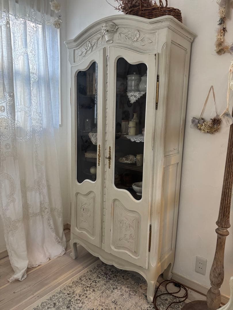 フランスアンティーク　ガラスキャビネット