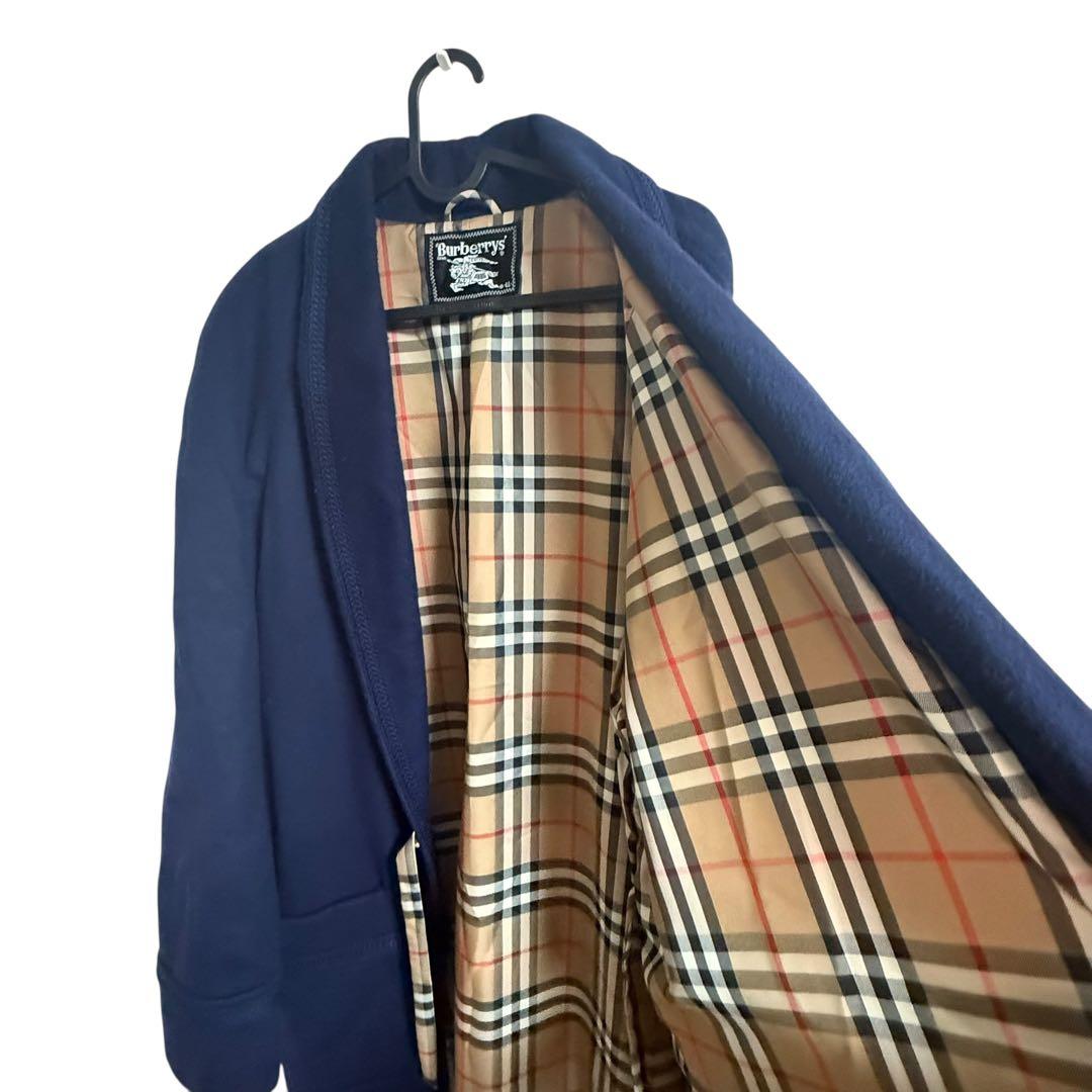 BURBERRY ガウンコート ノバチェック カシミヤ混 ネイビー XL