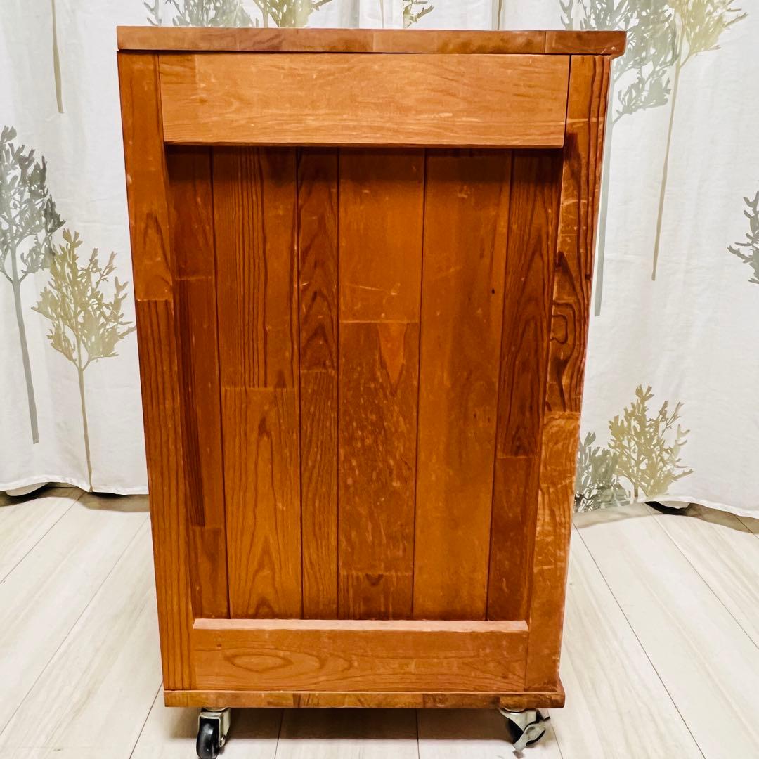 アンティーク調 木製多段チェスト（4段/キャスター付）天然木 道具入れ 書類棚