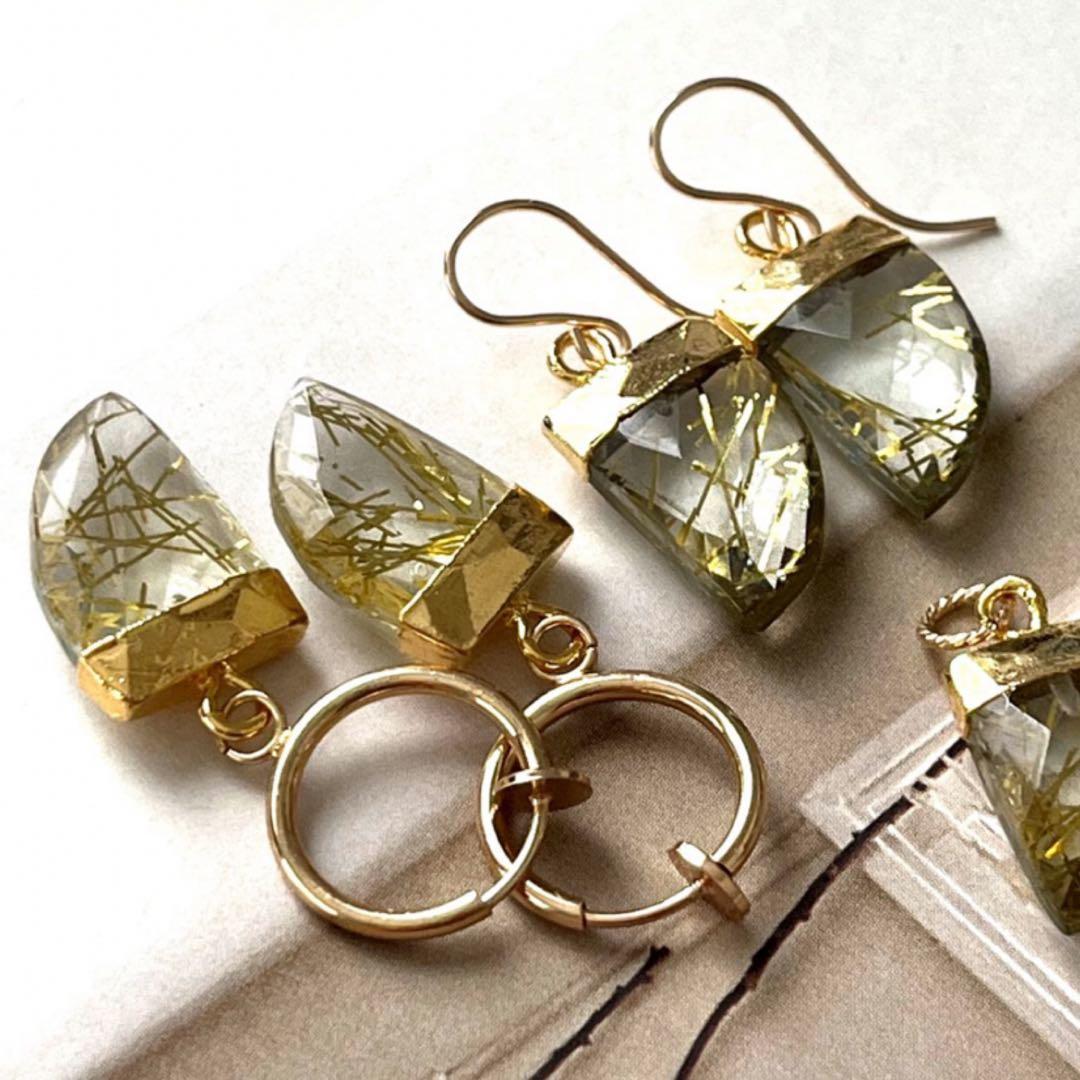 ビーゲンキ☺︎ 1点作品☺︎ ミスティックブルークォーツピアス